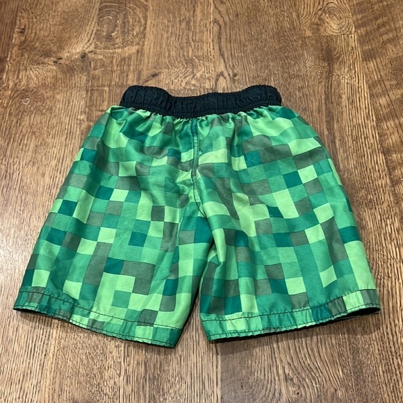 Minecraft Boys Swim Trunks Green and Black Size Extra Small - Picture 2 of 3